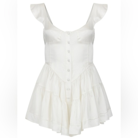 NWT Vanessa Mooney Elisabeth Romper Dress in White Silk - Picture 5 of 8